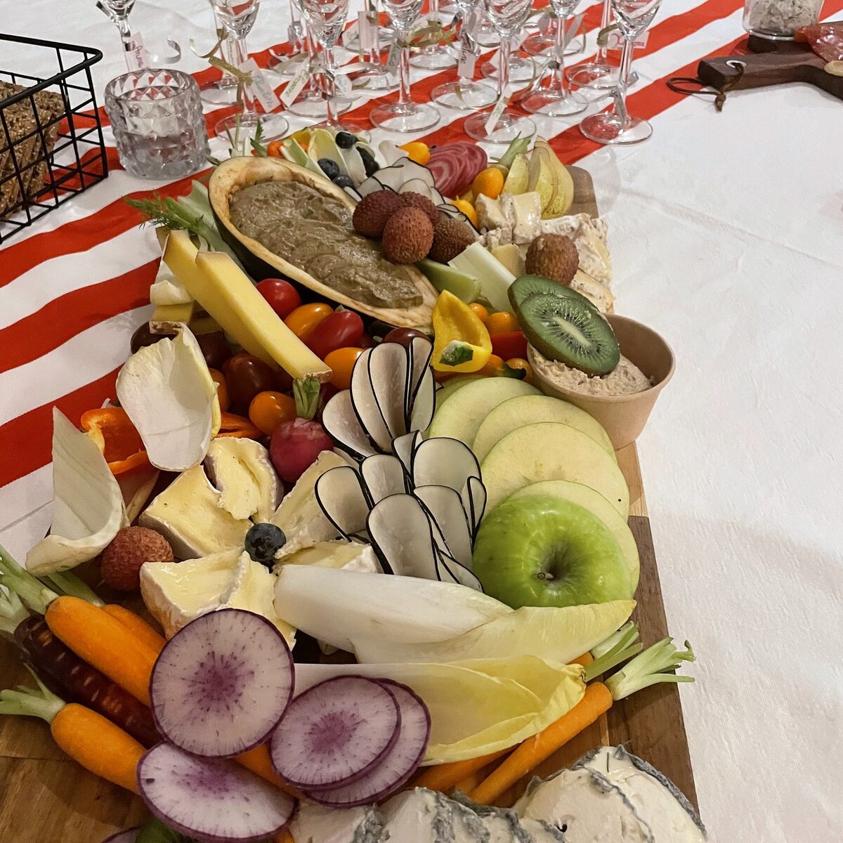 Cheese and fruit board arranged by COMER for a large-scale event